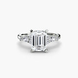 FLEUR Emerald Cut Floral Accent Solitaire Ring Setting in 950 Platinum | SARATTI