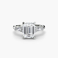 FLEUR – Emerald Cut Floral Accent Solitaire Ring Setting