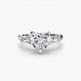 FLEUR Heart Cut Floral Accent Solitaire Ring Setting in 950 Platinum | SARATTI