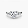 FLEUR Heart Cut Floral Accent Solitaire Ring Setting in White Gold | SARATTI