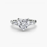 FLEUR Heart Cut Floral Accent Solitaire Ring Setting in White Gold | SARATTI