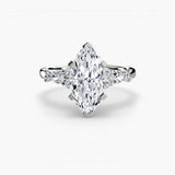 FLEUR – Marquise Cut Floral Accent Solitaire Ring Setting in 950 Platinum | SARATTI