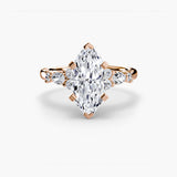 FLEUR – Marquise Cut Floral Accent Solitaire Ring Setting in Rose Gold | SARATTI