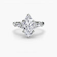 FLEUR – Marquise Cut Floral Accent Solitaire Ring Setting in White Gold | SARATTI
