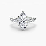 FLEUR – Marquise Cut Floral Accent Solitaire Ring Setting in White Gold | SARATTI