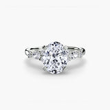 FLEUR Oval Cut floral accent solitaire ring setting in 950 Platinum | SARATTI