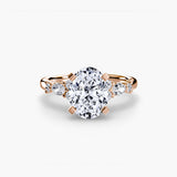 FLEUR Oval Cut floral accent solitaire ring setting in Rose Gold | SARATTI
