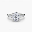 FLEUR Oval Cut floral accent solitaire ring setting in White Gold | SARATTI