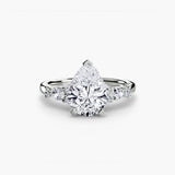 FLEUR – Pear Cut Floral Accent Solitaire Ring Setting in 950 Platinum | SARATTI