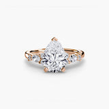 FLEUR – Pear Cut Floral Accent Solitaire Ring Setting in Rose Gold | SARATTI