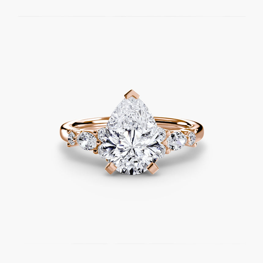 FLEUR – Pear Cut Floral Accent Solitaire Ring Setting in Rose Gold | SARATTI