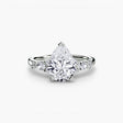 FLEUR – Pear Cut Floral Accent Solitaire Ring Setting in White Gold | SARATTI