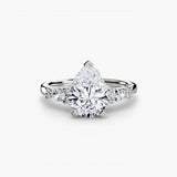 FLEUR – Pear Cut Floral Accent Solitaire Ring Setting in White Gold | SARATTI