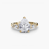 FLEUR – Pear Cut Floral Accent Solitaire Ring Setting in Yellow Gold | SARATTI