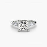 FLEUR – Princess Cut Floral Accent Solitaire Ring Setting in 950 Platinum | SARATTI