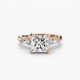 FLEUR – Princess Cut Floral Accent Solitaire Ring Setting in Rose Gold | SARATTI
