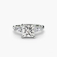 FLEUR – Princess Cut Floral Accent Solitaire Ring Setting in White Gold | SARATTI