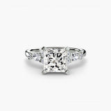 FLEUR – Princess Cut Floral Accent Solitaire Ring Setting in White Gold | SARATTI