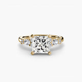 FLEUR – Princess Cut Floral Accent Solitaire Ring Setting in Yellow Gold | SARATTI