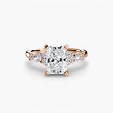 FLEUR Radiant Cut Floral Accent Solitaire Ring Setting in Rose Gold | SARATTI