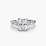 FLEUR Radiant Cut Floral Accent Solitaire Ring Setting in White Gold | SARATTI