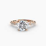 FLEUR – Round Cut Floral Accent Solitaire Ring Setting in Rose Gold | SARATTI