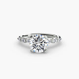 FLEUR – Round Cut Floral Accent Solitaire Ring Setting in White Gold | SARATTI