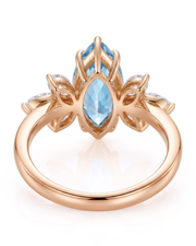 FLEURIS marquise cut Aquamarine floral diamond ring setting in Rose Gold, gallery view | SARATTI
