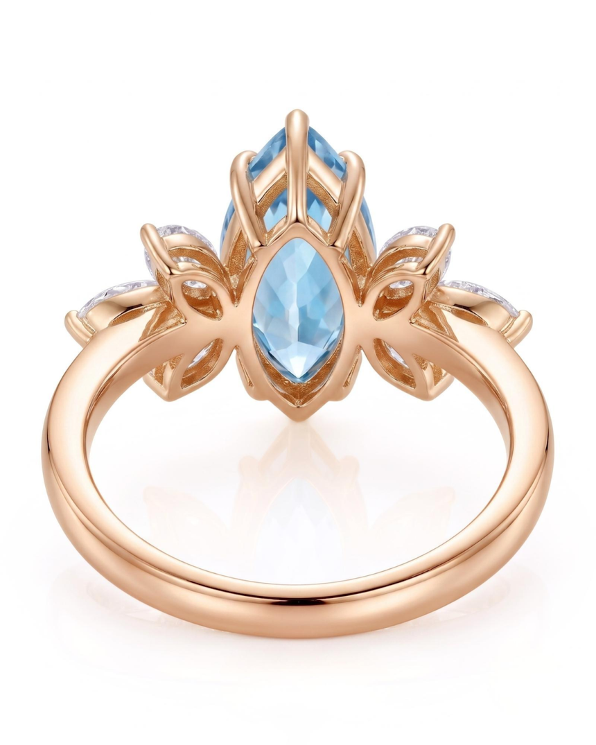 FLEURIS marquise cut Aquamarine floral diamond ring setting in Rose Gold, gallery view | SARATTI