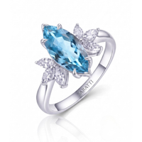 FLEURIS – Marquise Cut Aquamarine Floral Diamond Ring Setting