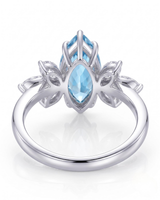 FLEURIS marquise cut Aquamarine floral diamond ring setting in White Gold, gallery view | SARATTI