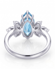 FLEURIS marquise cut Aquamarine floral diamond ring setting in White Gold, gallery view | SARATTI