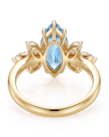 FLEURIS marquise cut Aquamarine floral diamond ring setting in Yellow Gold, gallery view | SARATTI