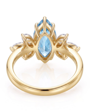 FLEURIS marquise cut Aquamarine floral diamond ring setting in Yellow Gold, gallery view | SARATTI