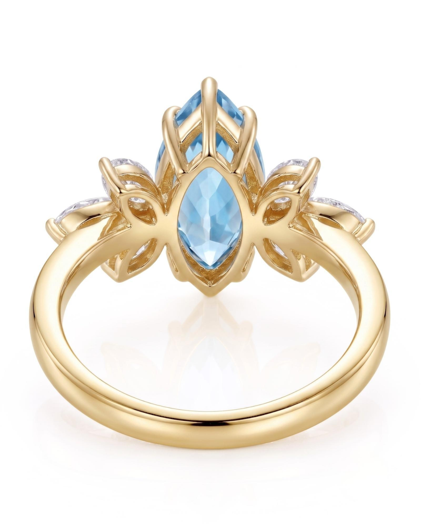 FLEURIS marquise cut Aquamarine floral diamond ring setting in Yellow Gold, gallery view | SARATTI