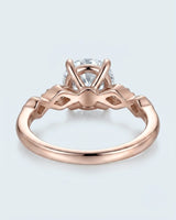 Florence 1 carat round natural diamond engagement ring in 18K rose gold, underside and open geometric gallery view | SARATTI