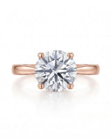 FORIA 1 carat round natural diamond sculpted solitaire ring in 18K rose gold, front view of four-prong centre | SARATTI