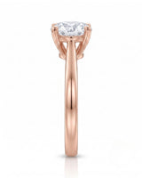 FORIA 1 carat round natural diamond sculpted solitaire ring in 18K rose gold, rear profile of raised basket | SARATTI
