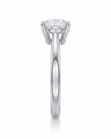 FORIA 1 carat round natural diamond sculpted solitaire ring in 18K white gold, rear profile of raised basket | SARATTI