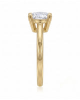 FORIA 1 carat round natural diamond sculpted solitaire ring in 18K yellow gold, rear profile of raised basket | SARATTI