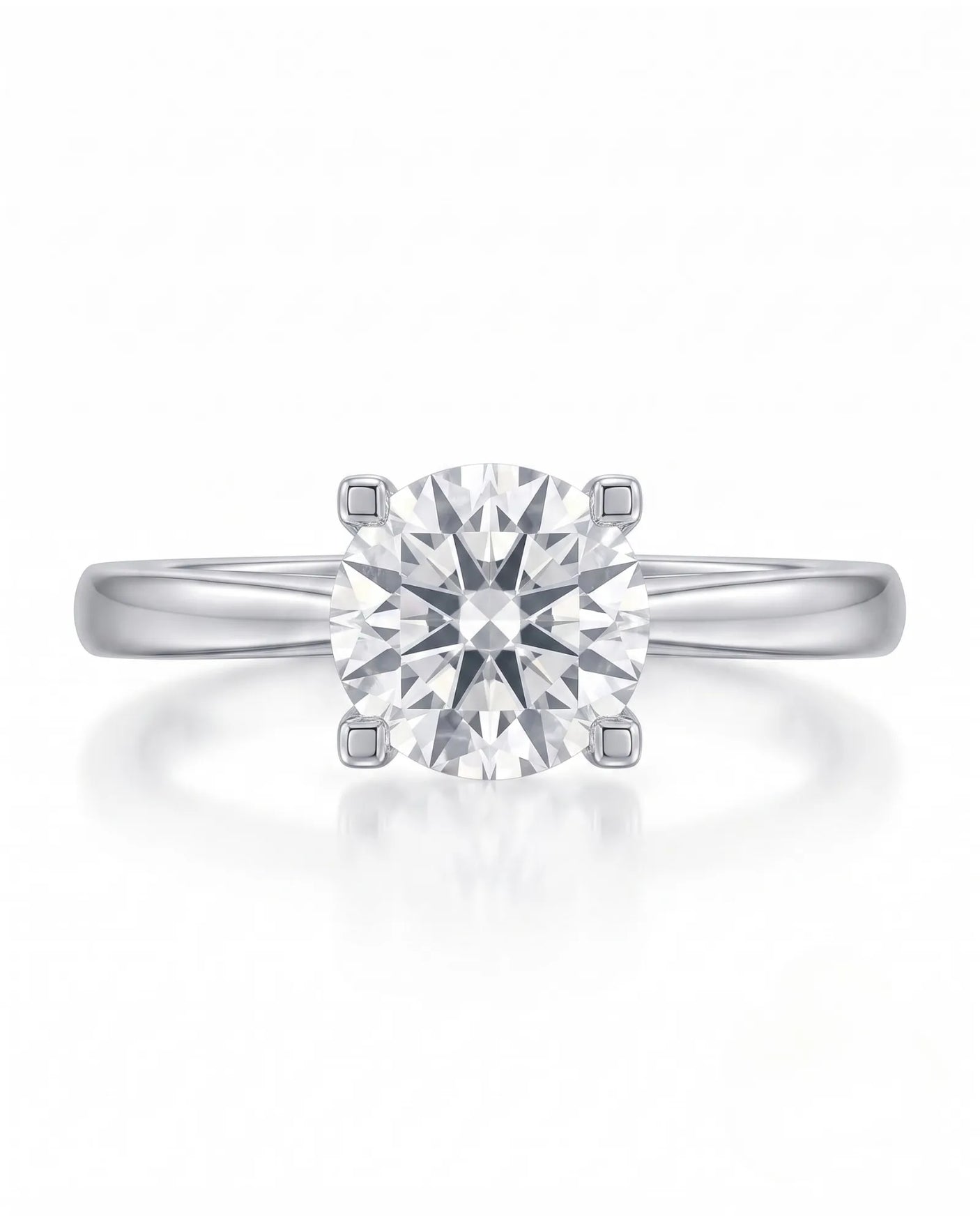 FORIA 1 carat round natural diamond sculpted solitaire ring in platinum, front view of four-prong centre | SARATTI