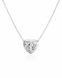 SOLARA Bezel-Set Heart Cut solitaire necklace setting in white gold, front view | SARATTI