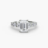 GRADIA Emerald Cut graduated accent solitaire ring setting in 950 Platinum | SARATTI