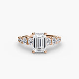 GRADIA Emerald Cut graduated accent solitaire ring setting in Rose Gold | SARATTI