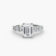 GRADIA Emerald Cut graduated accent solitaire ring setting in White Gold | SARATTI