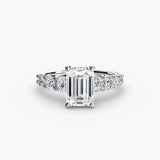 GRADIA Emerald Cut graduated accent solitaire ring setting in White Gold | SARATTI