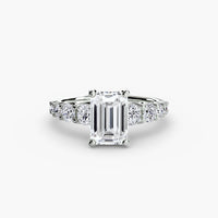 GRADIA – Emerald Cut Graduated Accent Solitaire Ring Setting