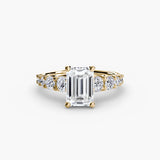 GRADIA Emerald Cut graduated accent solitaire ring setting in Yellow Gold | SARATTI