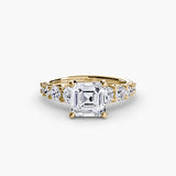 GRADUATED ACCENT – Asscher Cut Diamond Ring Setting in Yellow Gold | SARATTI