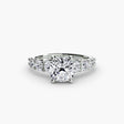 GRADUATED ACCENT – Cushion Cut Diamond Ring Setting – White Gold view | SARATTI